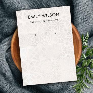 white moroccan tile texture stud earring display business invitations