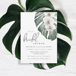 Small White Orchids Tropical Paradise Bridal Shower Invitation Front View