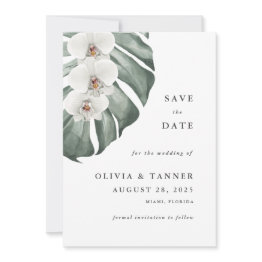 Small White Orchids Tropical Paradise Save The Date Front View