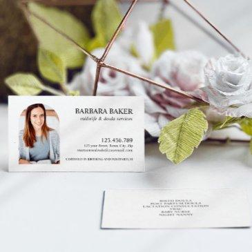 white professional midwife doula photo arch business invitations