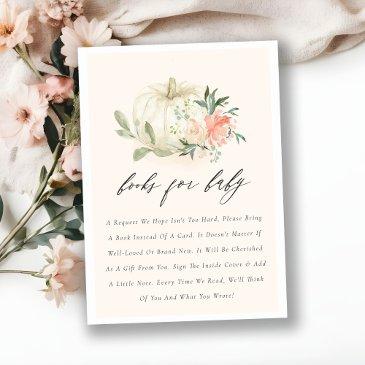 white pumpkin blush floral books for baby shower enclosure invitations