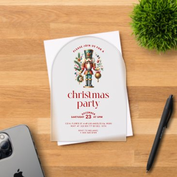 white red christmas nutcracker christmas party acrylic invitations