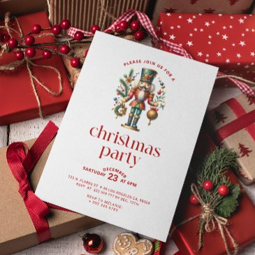 white red christmas nutcracker christmas party invitation