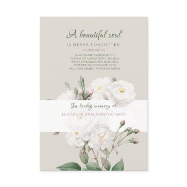 white roses bereavement thank you invitations