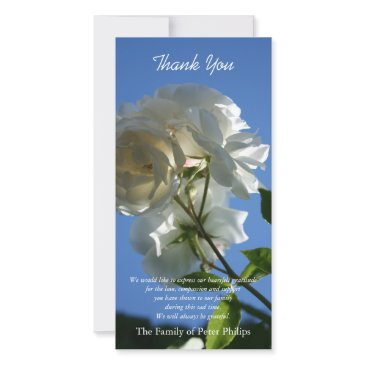 white roses blue sky sympathy thank you photo invitations