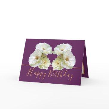 white roses chic elegant floral bouquet birthday invitations