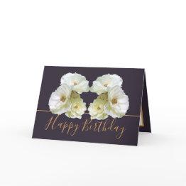 Small White Roses Chic Elegant Floral Bouquet Birthday Invitations Front View