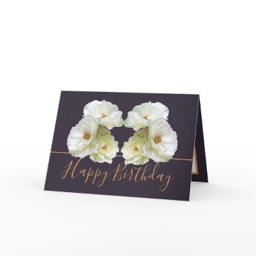 white roses chic elegant floral bouquet birthday invitations