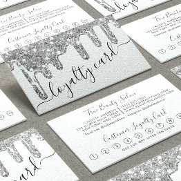Small White Silver Chunky Glitter Thick Drips Loyalty Front View