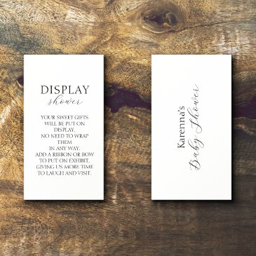 white simple minimalist baby shower display shower enclosure invitations