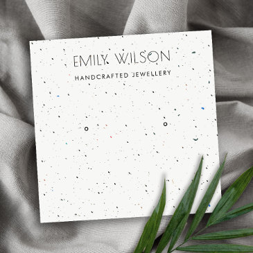 white terrazzo texture stud earring display logo square business invitations