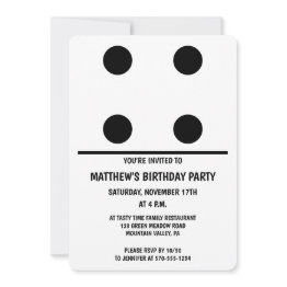 Small White With Black Dots Domino Custom Party Invitation Front View