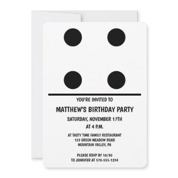 white with black dots domino custom party invitation