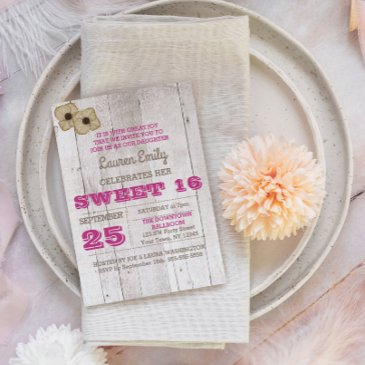 whitewash plum sweet sixteen birthday invitation