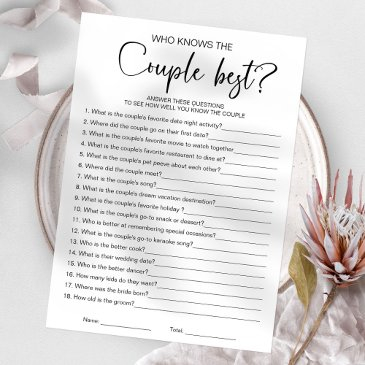 who knows the couple best bridal shower game invitation