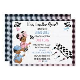 Small Who Won The Race Gender Reveal Funny Sperm Invitation Front View