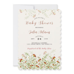 Small Wild Flower Yellow Marigold Foliage Baby Shower Invitation Front View