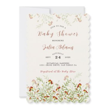 wild flower yellow marigold foliage baby shower invitation