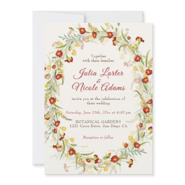 wild flower yellow marigold foliage wedding invitation