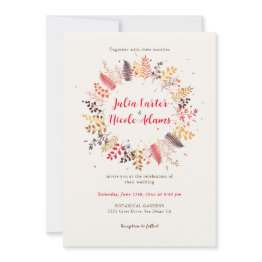 Small Wild Forest Flowers Fern Mushrooms Foliage Wedding Invitation Front View