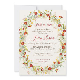Small Wild Marigold Flowers Foliage Bridal Shower Invitation Front View