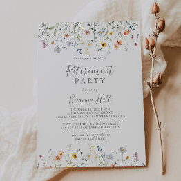 Small Wild Multicolor Floral Retirement Party Invitation Front View