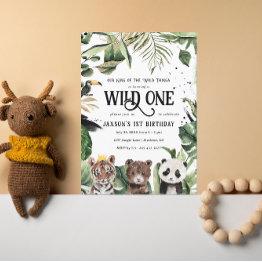Small Wild One 1st Birthday | King Of Things Crown Invitation Front View