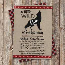 Small Wild One Boys Baby Shower Invitation Front View