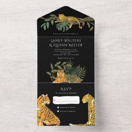 Small Wild Safari Big Cats Wedding All In One Invitation Front View