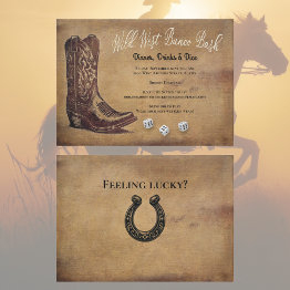 Small Wild West Cowboy Boot Bunco Invitation Front View