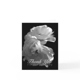 Small Wild White Roses 1 Sympathy Thank You Note Invitations Front View