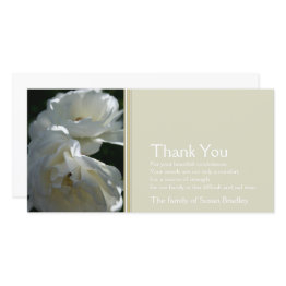 Small Wild White Roses 2 Sympathy Thank You Photo Invitations Front View