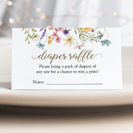 Small Wildflower Baby In Bloom Diaper Raffle Baby Shower Enclosure Invitations Front View