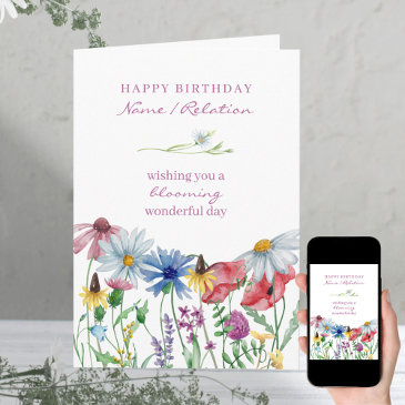 wildflower blooming wonderful floral birthday invitations