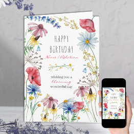 Small Wildflower Blooming Wonderful Floral Frame Invitations Front View