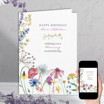 wildflower blooming wonderful happy birthday invitations