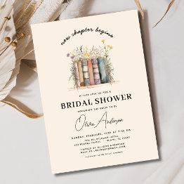 Small Wildflower Book New Chapter Begins Bridal Shower Invitation Front View