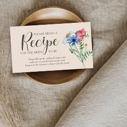 Small Wildflower Charm Bridal Shower Recipe Invitations Request Front View