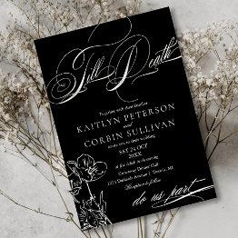 Small Wildflower Elegant Gothic Wedding Invitation Front View