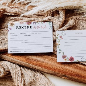 wildflower field bridal shower recipe invitations