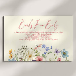 Small Wildflower Floral Baby Shower Books For Baby Enclosure Invitations Front View