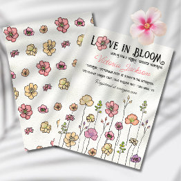 Small Wildflower Floral Garden Bridal Shower Hand Drawn Invitation Front View