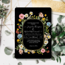 Small Wildflower Floral Watercolor Elegant Wedding Foil Foil Invitation Front View