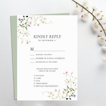 wildflower floral wreath garden watercolor wedding rsvp invitations