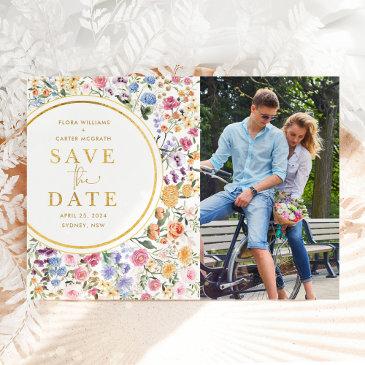 wildflower garden wedding save the date photo announcement postinvitations