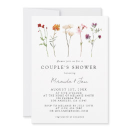 Small Wildflower Lesbian Pride Floral Couple's Shower Invitation Front View