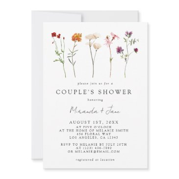 wildflower lesbian pride floral couple's shower invitation