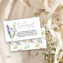Small Wildflower Meadow Baby Shower Book Request Enclosure Invitations Front View
