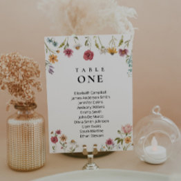 Small Wildflower Wedding Seating Charts Invitations Front View
