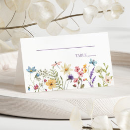 Small Wildflower Wild Flowers Floral Wedding Place Invitations Front View